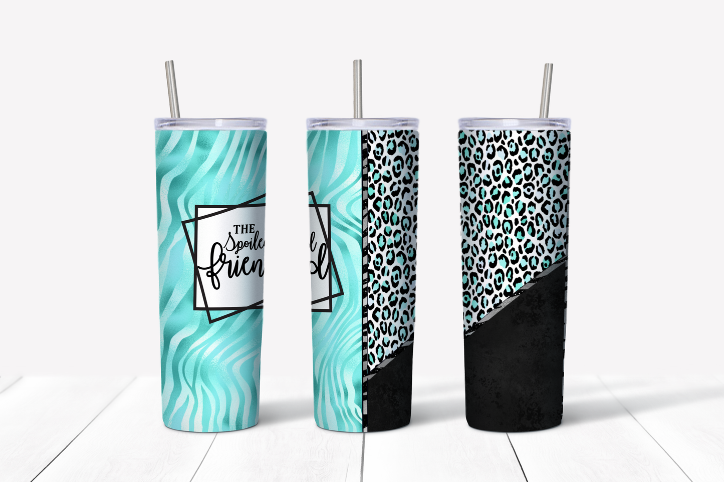 Bridal Party (or Best Friends) Teal Leopard 20 oz Tumblers