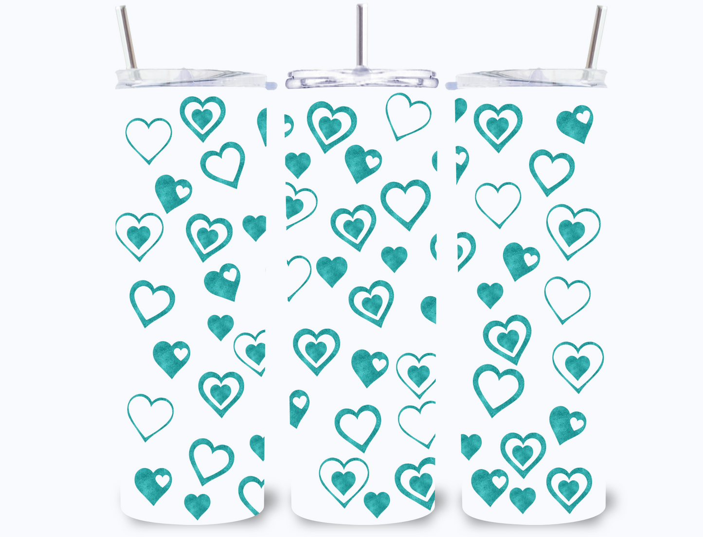 Turquoise Hearts 20 oz Tumbler
