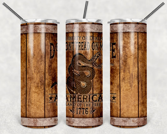 Don't Tread on Me Whiskey Barrel 20 oz Tumbler