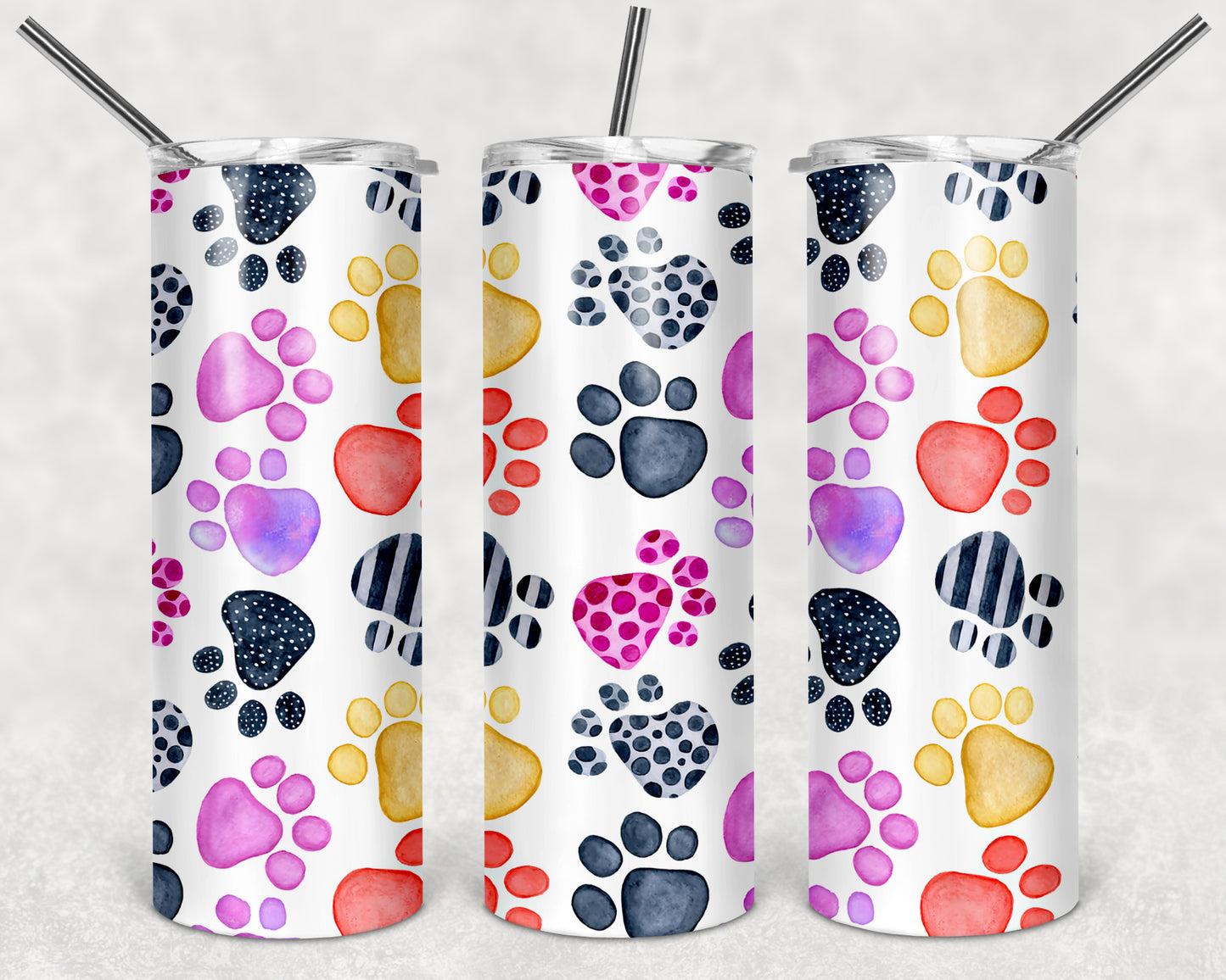 Multicolor Paws 20 oz Tumbler