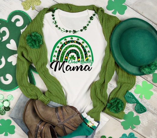 One Lucky Mama Rainbow Tee