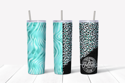 Proud Member of the Hot Mess Mom's Club Teal/Black/Leopard 20 oz Tumbler