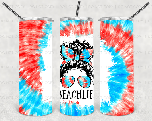 Red White and Blue Beach Life 20 oz Tumbler