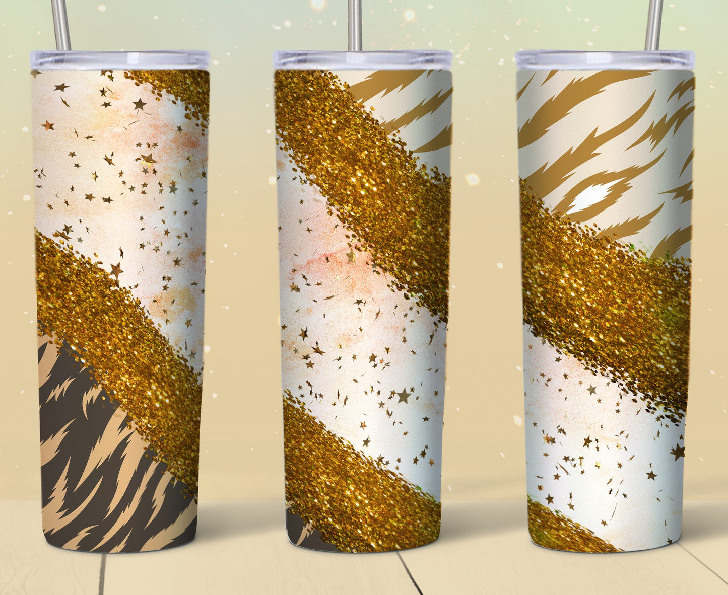 Striped Glitter 20 oz Tumbler