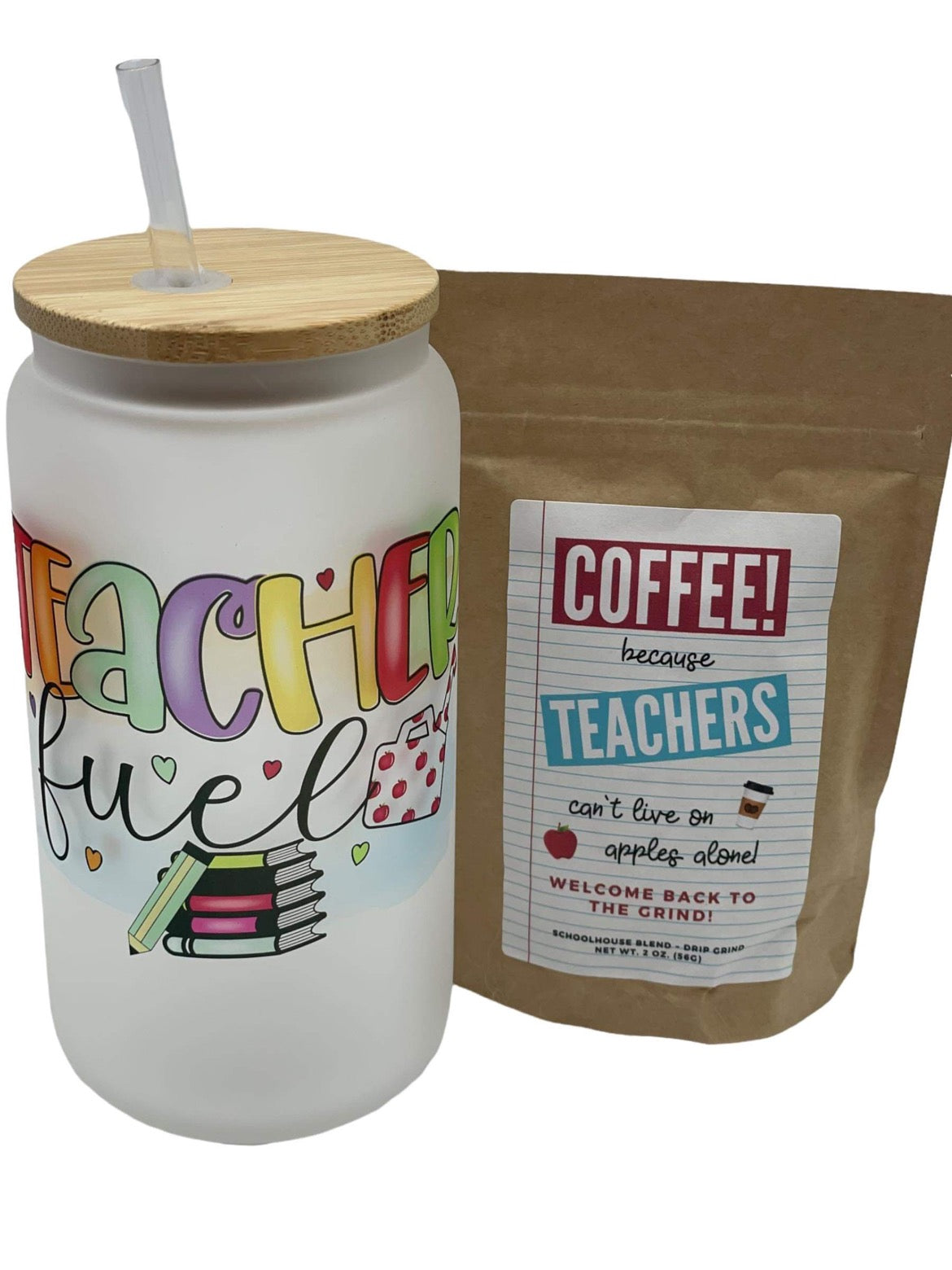 Teacher Fuel 16 oz Glass Tumbler